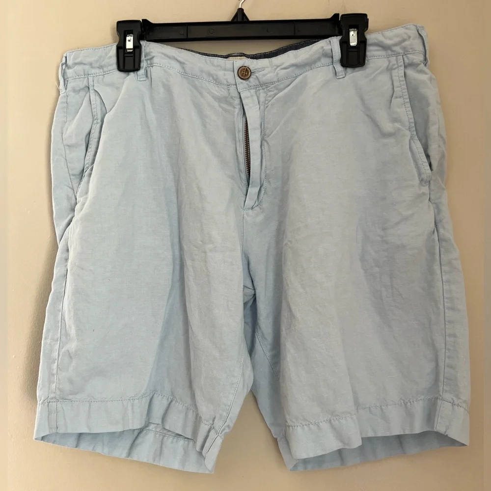 Faherty Malibu Linen Blend Shorts Men’s Sz 35 Light Blue Chino 9” Inseam (36x9)